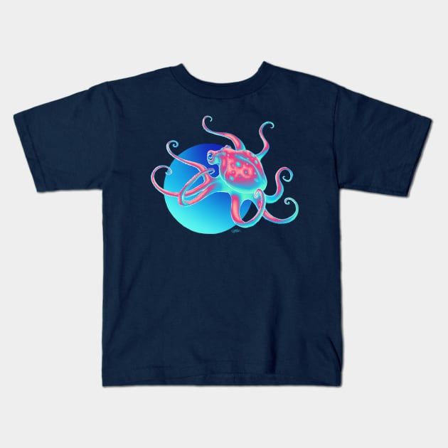 Neon Octopus Kids T-Shirt by Indi Martin